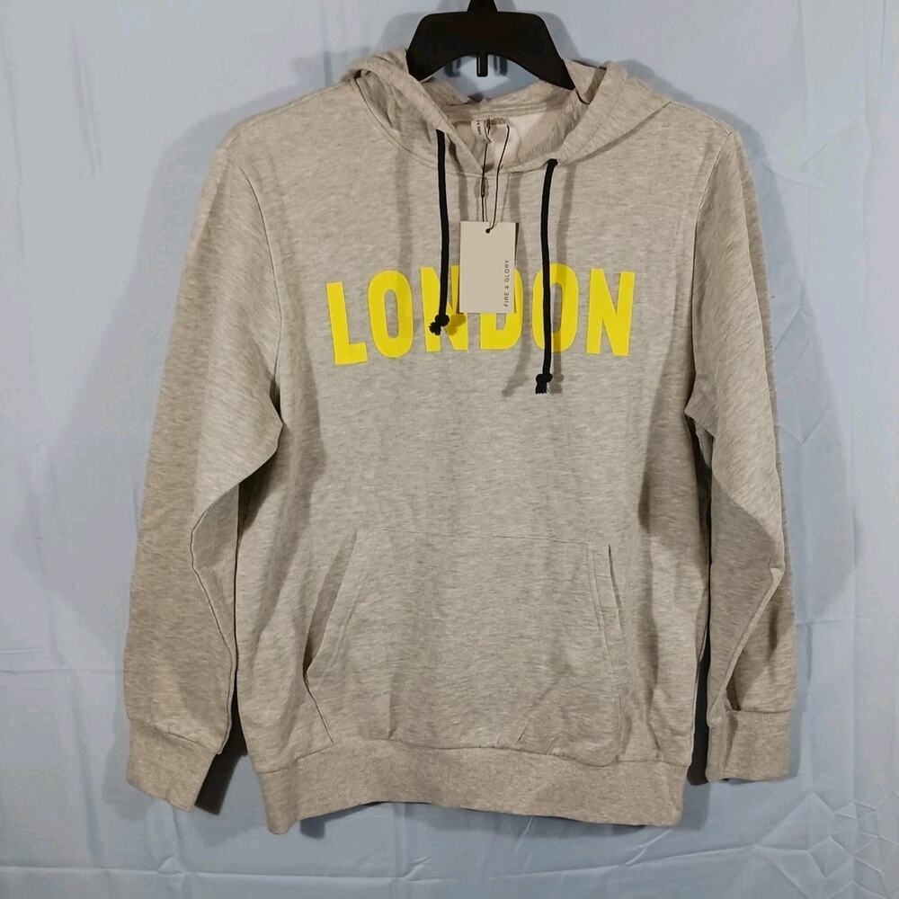 Fire & Glory Sweatshirt Medium Men's Gray LONDON Hoodie with Kangaroo Pocket NWT